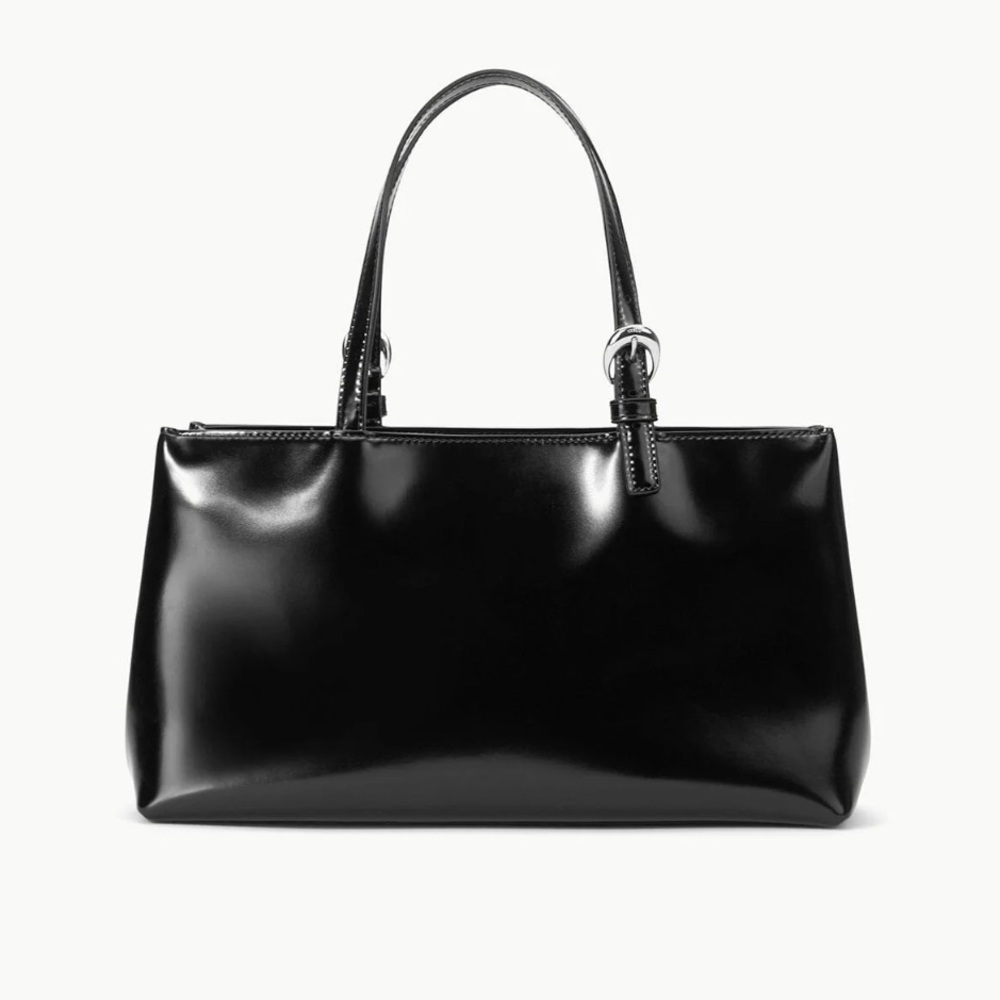 STAUD Black Patent Leather Shoulder Bag